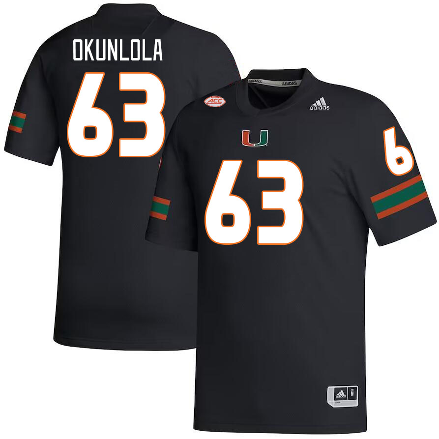 Men #63 Samson Okunlola Miami Hurricanes College Football Jerseys Stitched-Black - Click Image to Close